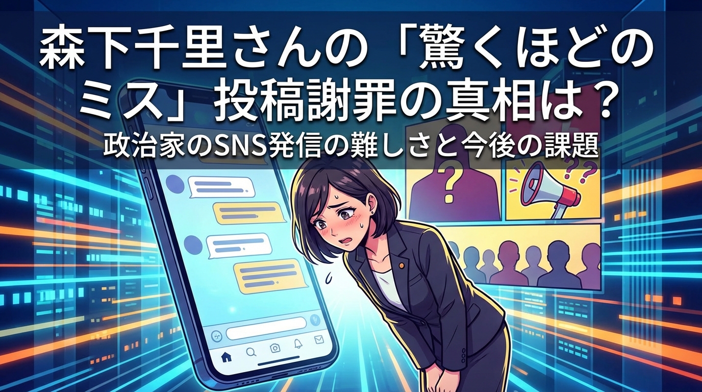 森下千里さんの「驚くほどのミス」投稿謝罪の真相は?政治家のSNS発信の難しさと今後の課題